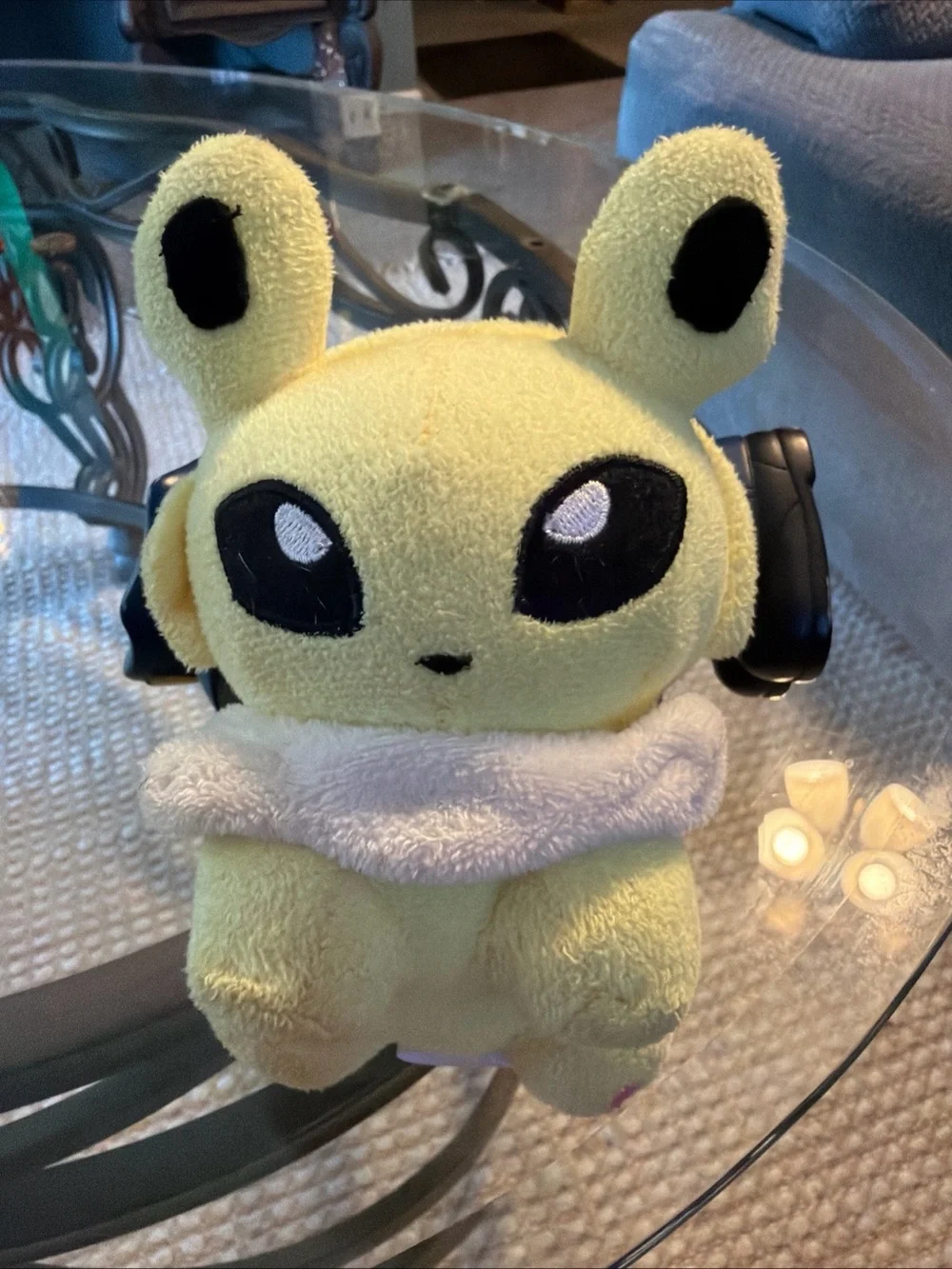 Pokemon Yellow Alien-Style Plush Pet Toy with Black Eye Accents 2010